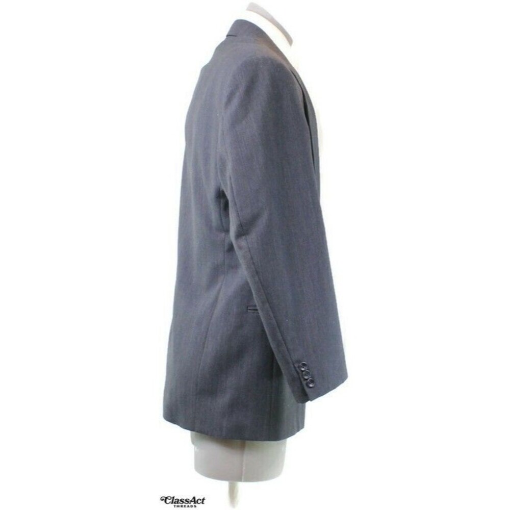 Haggar Gallery 2 Piece Suit Gray striped 2 Btn 40R Pleated Fronts 34" Waist - Picture 7 of 9